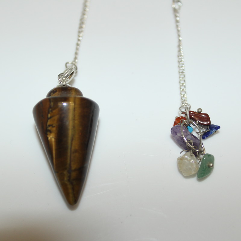 Tiger Eye (smooth) Pendulum with Chakra Stone Charm