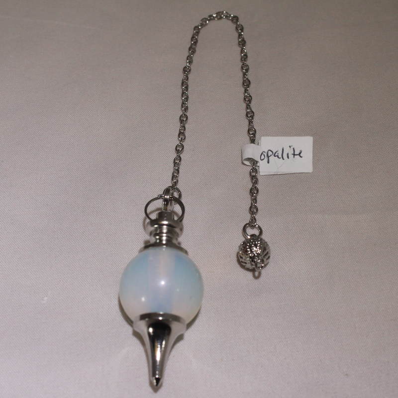 Opalite (round) Pendulum with Silver Bead Charm
