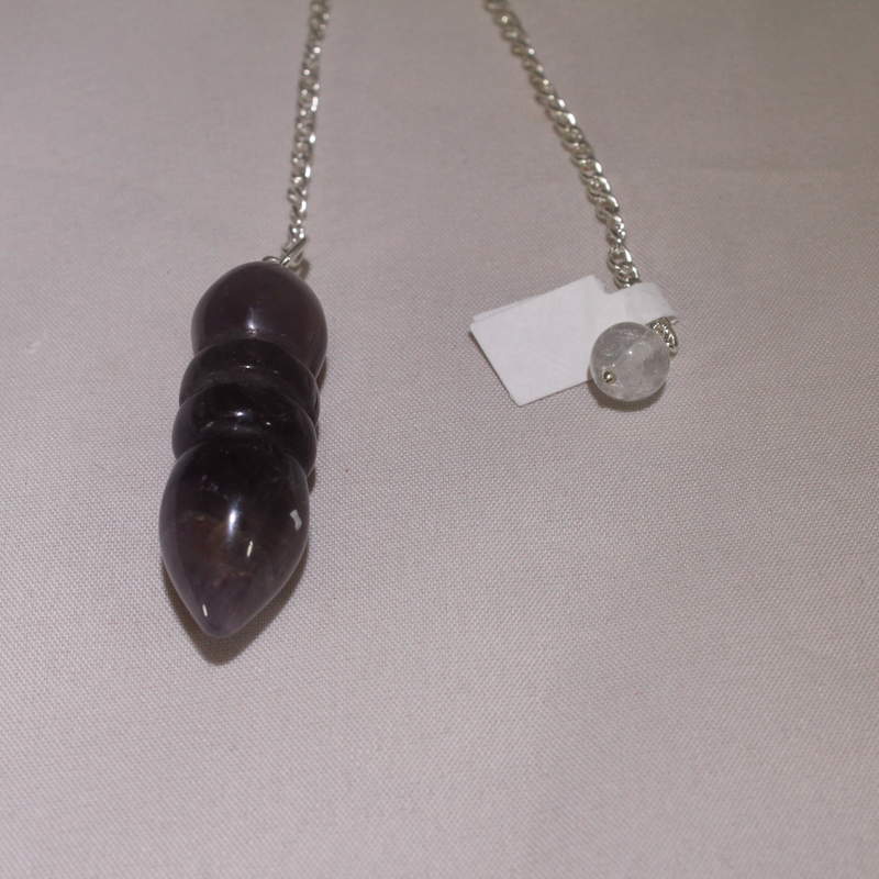 Amethyst (bullet shape) Pendulum with crystal bead charm